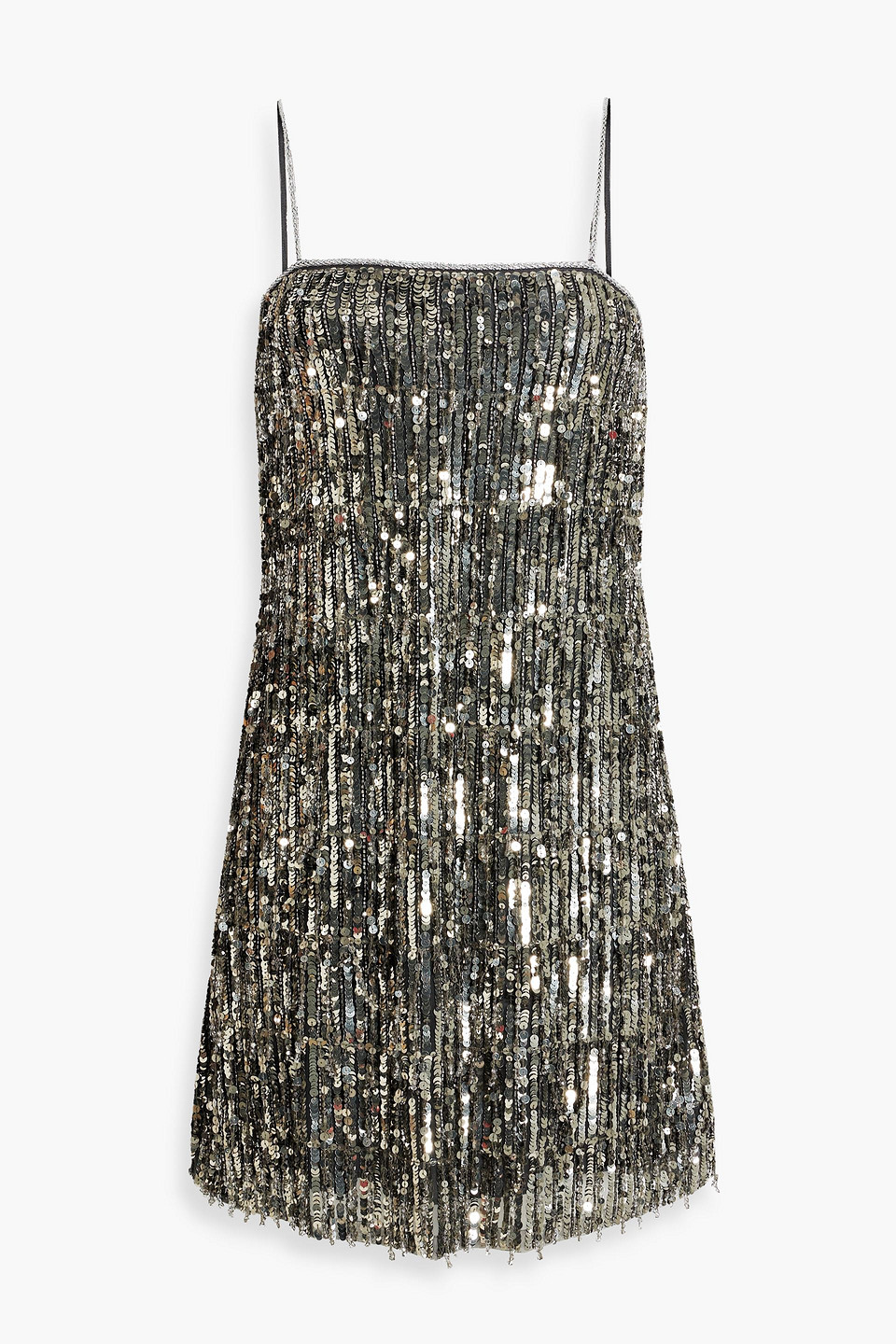 Alice And Olivia Chicago Embellished Tulle Mini Dress In Gunmetal