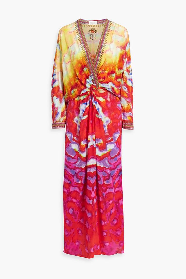 Embellished printed silk maxi dress