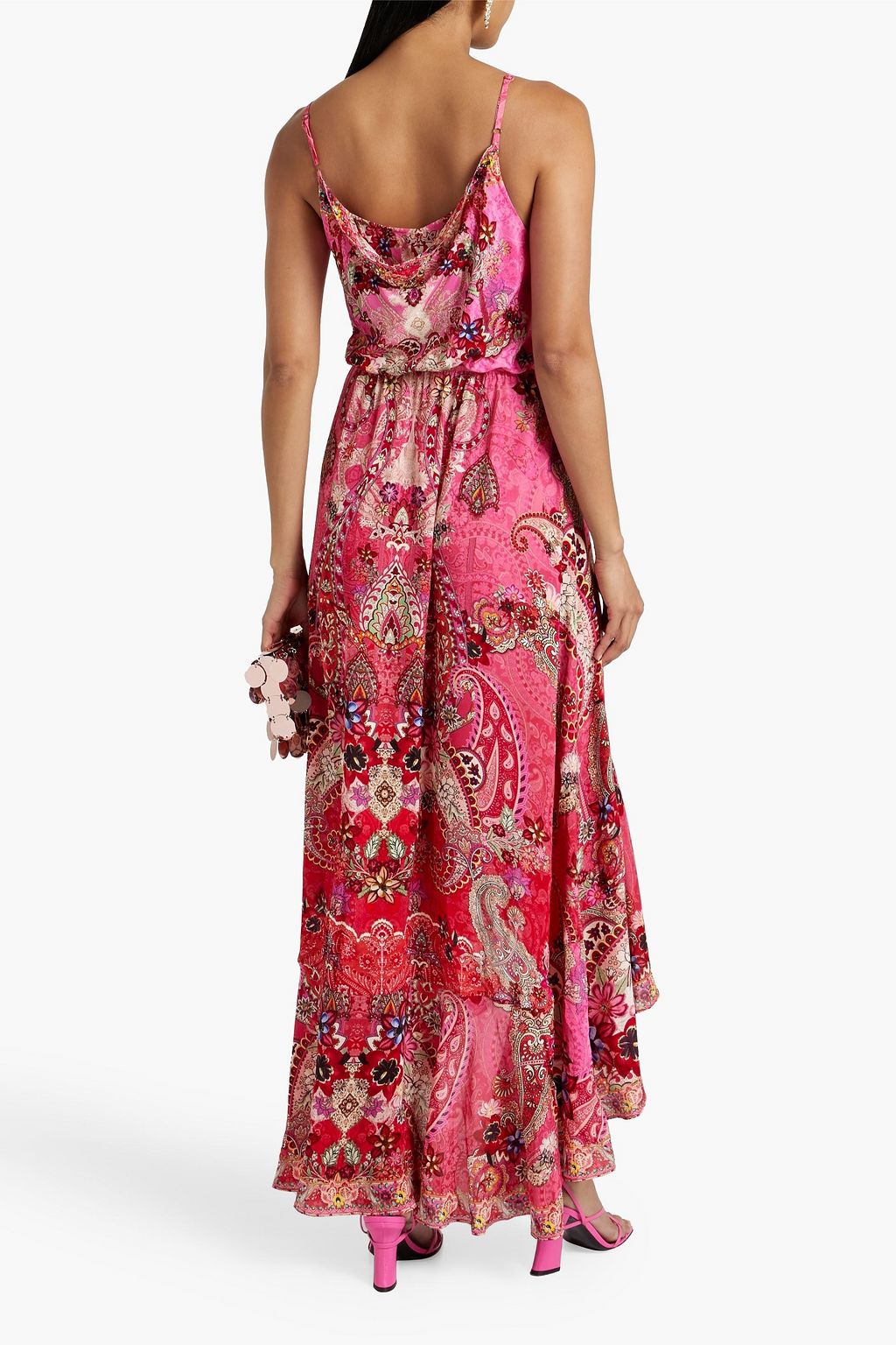 CAMILLA Ruffled printed silk maxi wrap dress