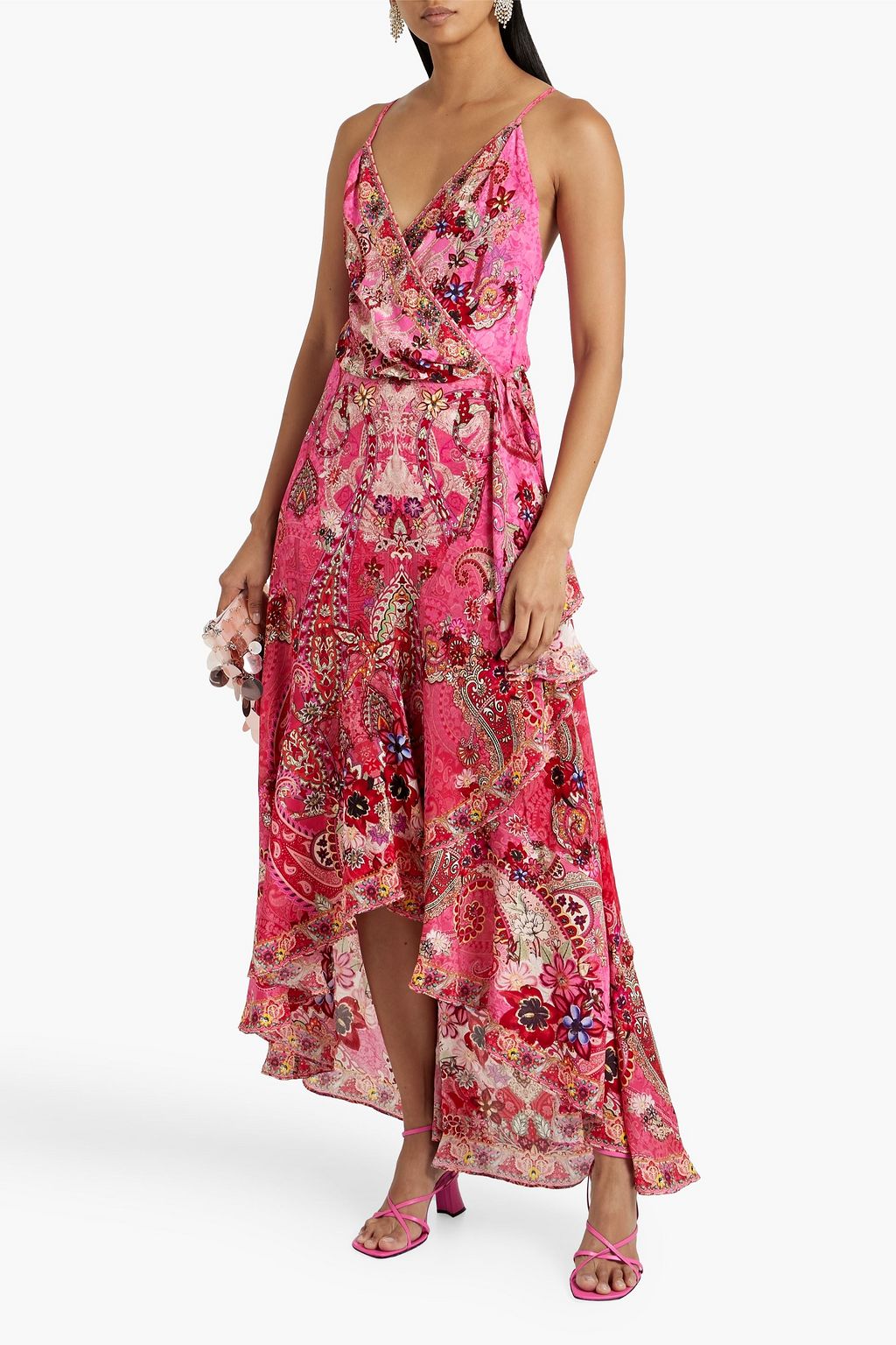 CAMILLA Ruffled printed silk maxi wrap dress