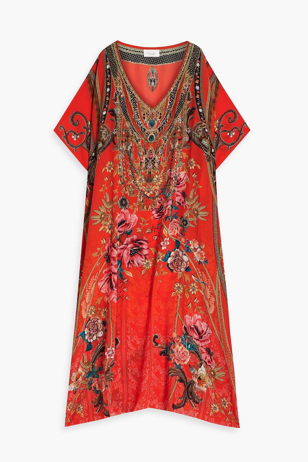 CAMILLA Embellished printed silk crepe de chine kaftan | THE OUTNET