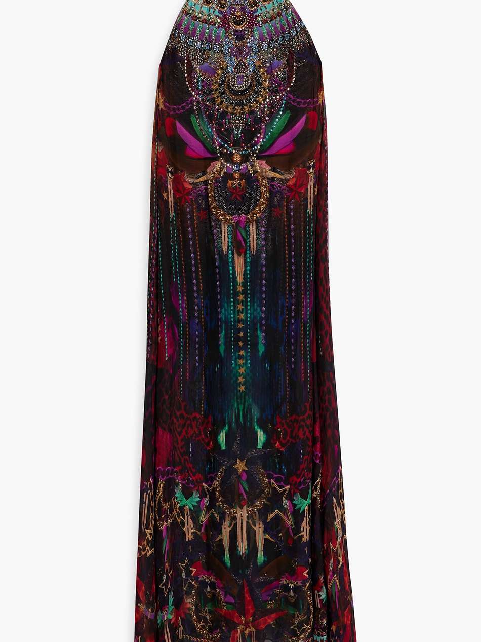 embellished printed silk-chiffon maxi dress