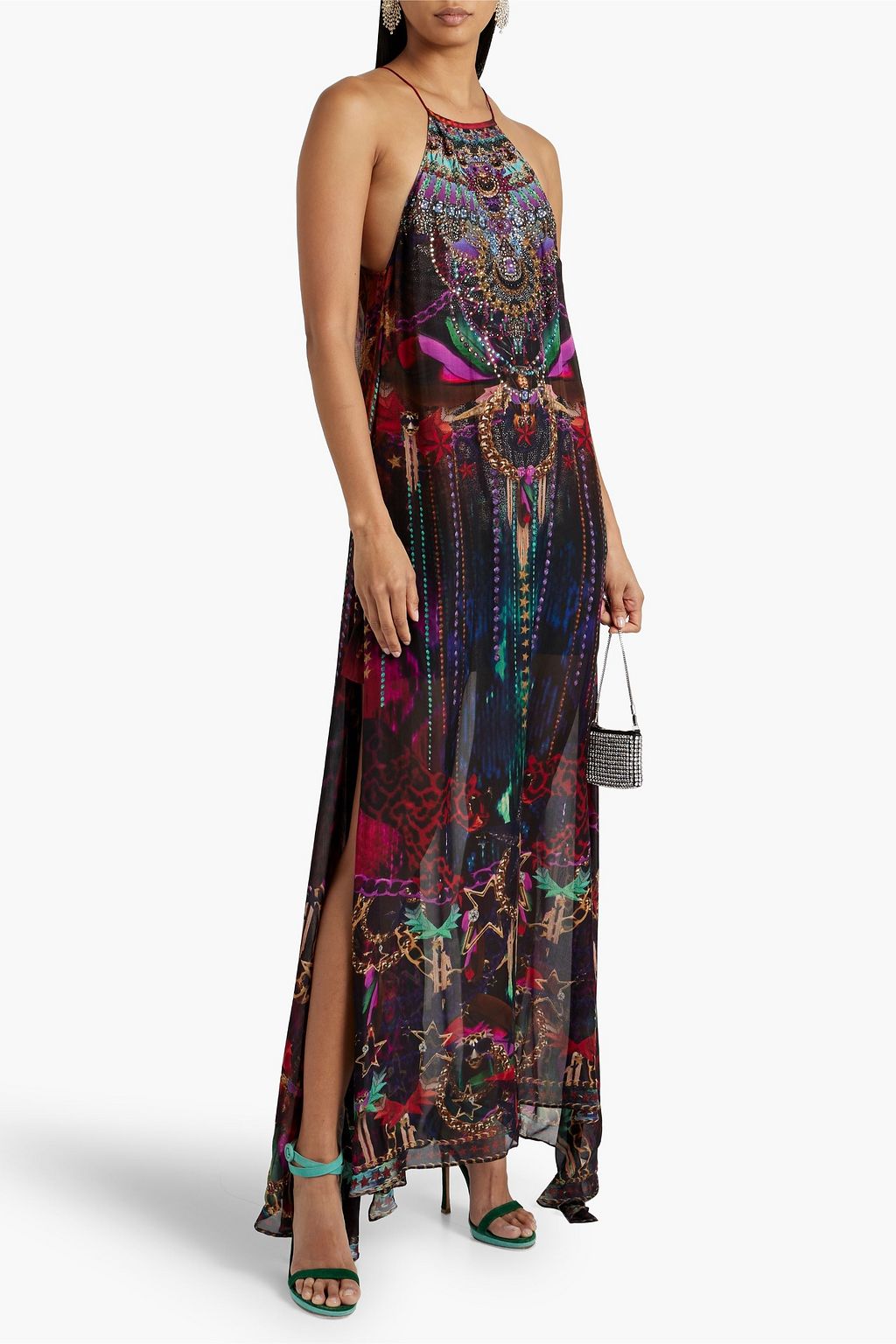 CAMILLA Embellished printed silk-chiffon maxi dress