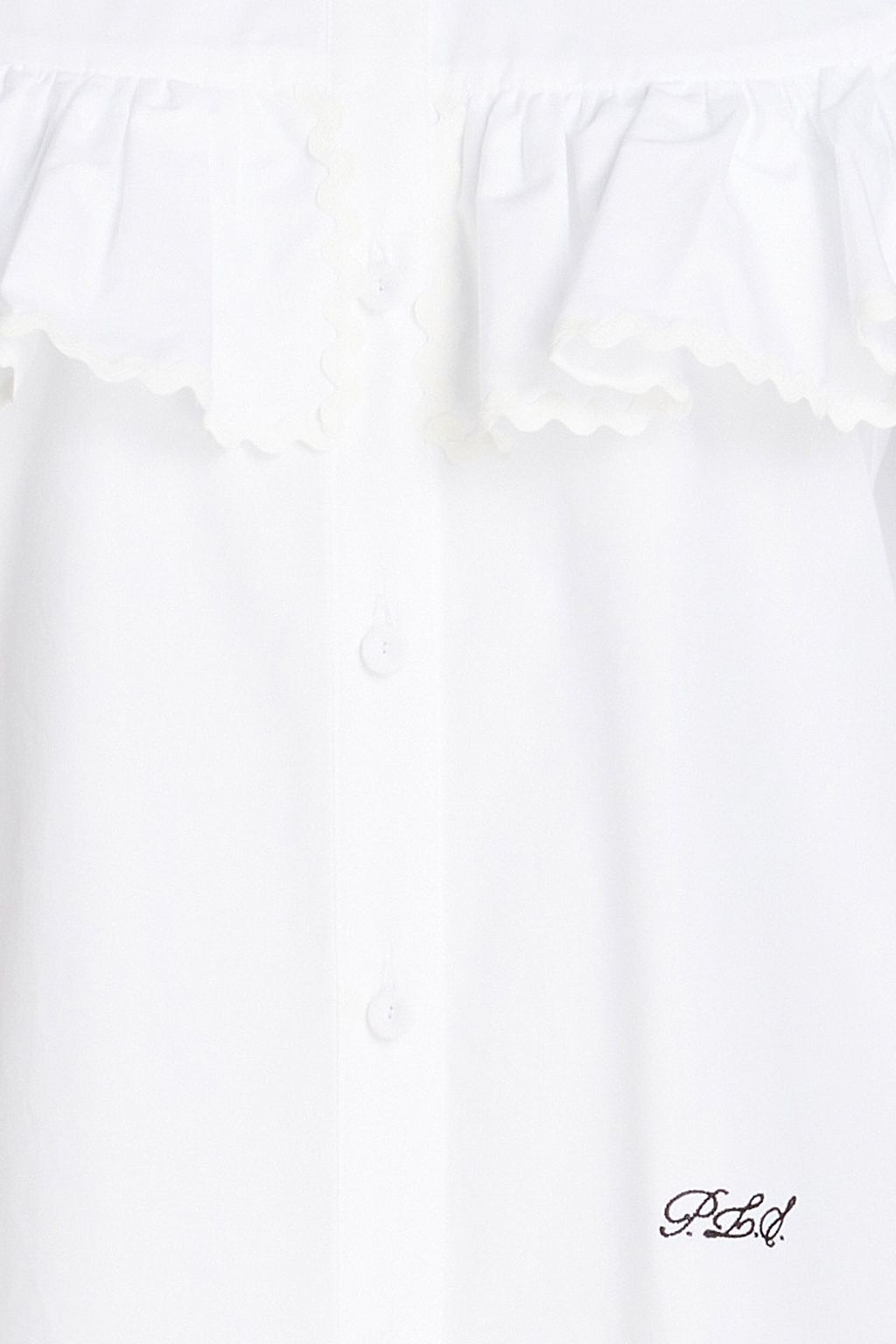 PHILOSOPHY DI LORENZO SERAFINI コットンポプリン ブラウス ラッフル付き 刺繍