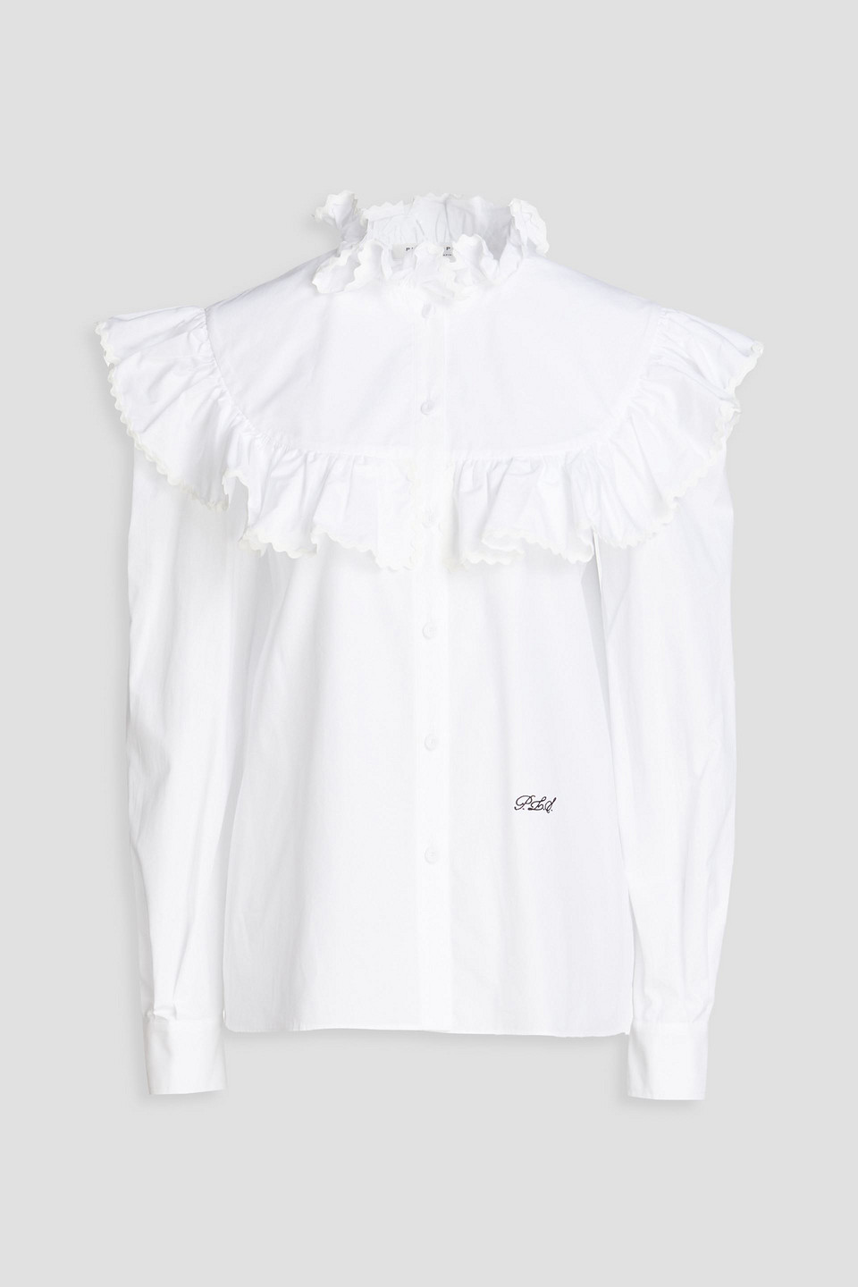 Philosophy Di Lorenzo Serafini Ruffled Embroidered Cotton-poplin Blouse In White