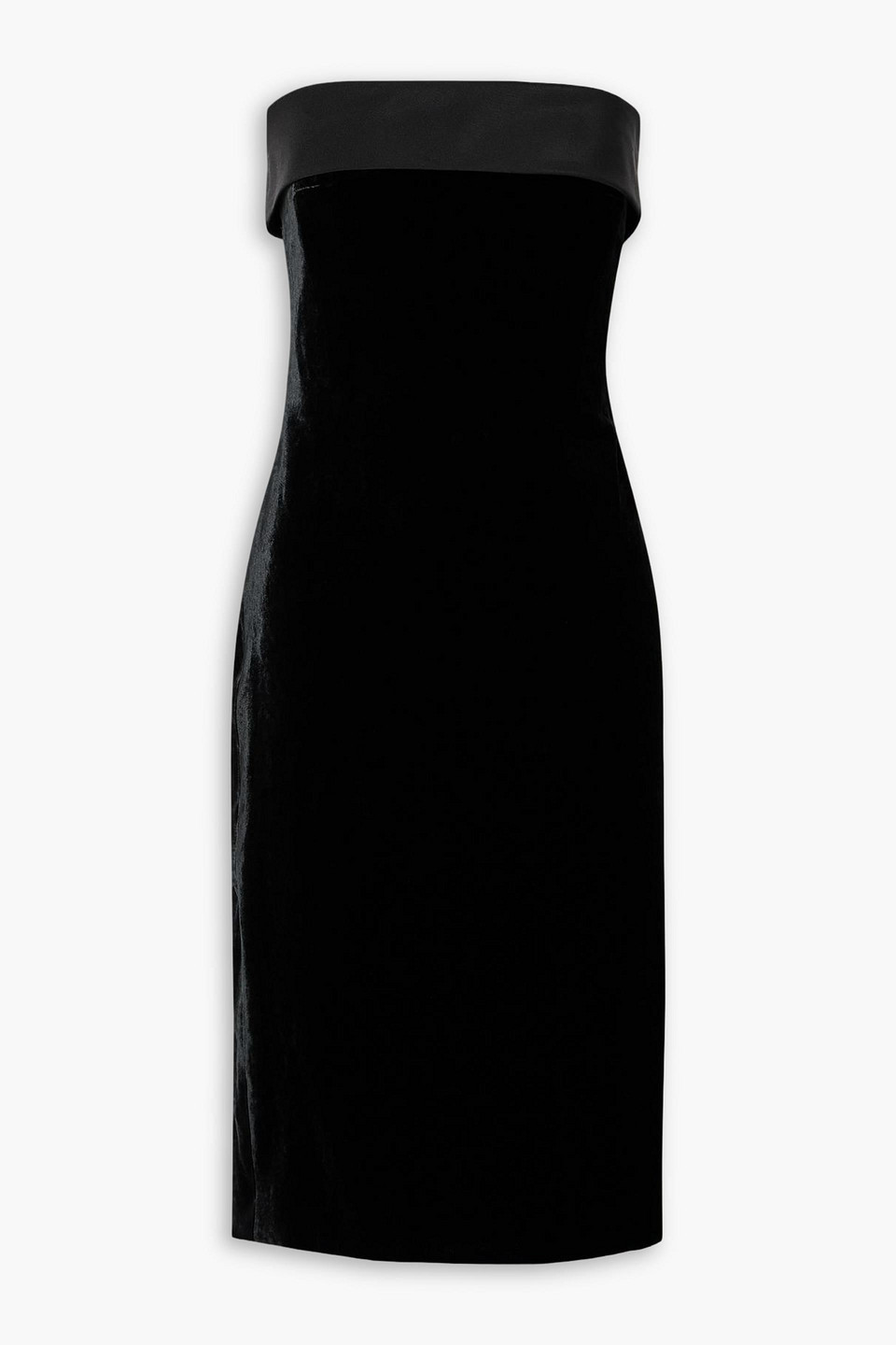 Ralph Lauren Cantrelle Strapless Silk-twill Trimmed Stretch-velvet Midi Dress In Black