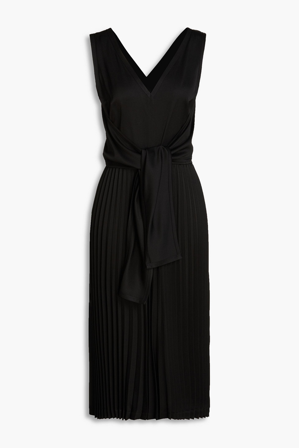 3.1 Phillip Lim - Plissé satin-crepe midi dress - Black - US 8