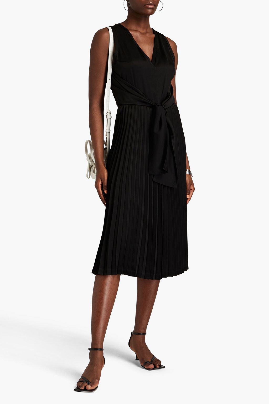 3.1 PHILLIP LIM فستان متوسط الطول من كريب الساتان بتجعيدات رفيعة