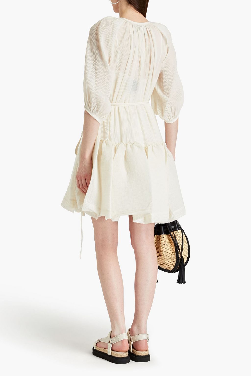 3.1 PHILLIP LIM Ruffled cotton-blend crepon mini wrap dress