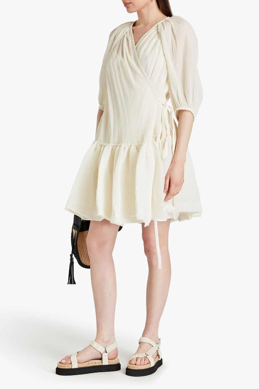 3.1 PHILLIP LIM Ruffled cotton-blend crepon mini wrap dress