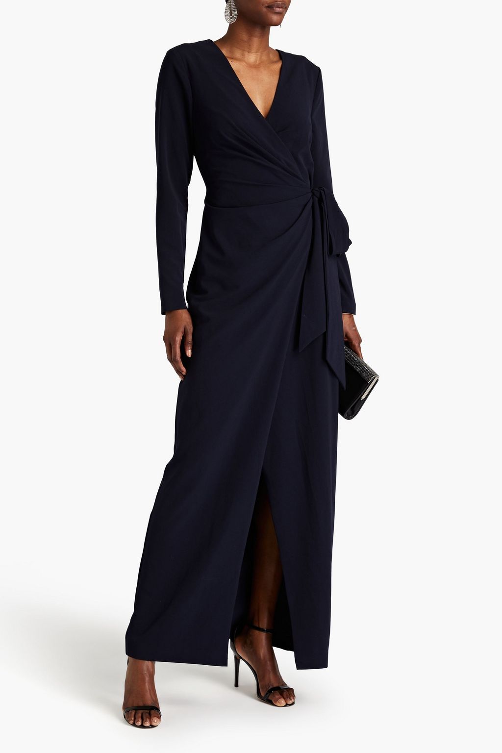 HALSTON Jasmine wrapeffect stretchcrepe gown THE