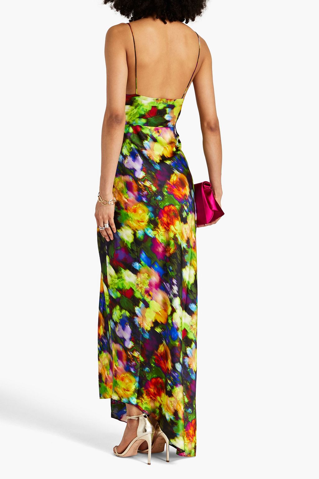 RETROFÊTE Arcadia printed stretch-silk satin maxi dress