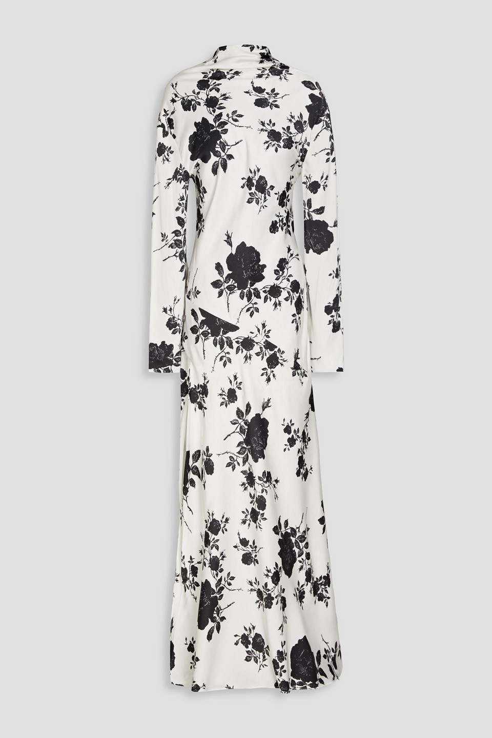 Philosophy Di Lorenzo Serafini Draped Floral-print Satin Maxi Dress In White