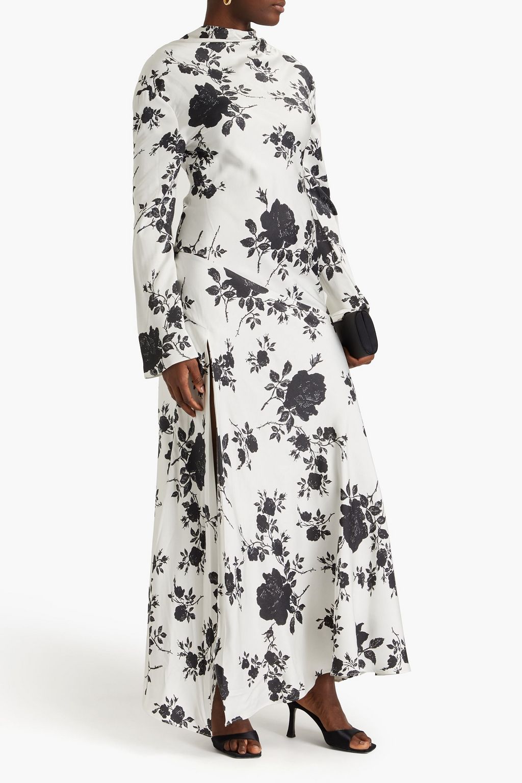 PHILOSOPHY DI LORENZO SERAFINI Draped floral-print satin maxi dress