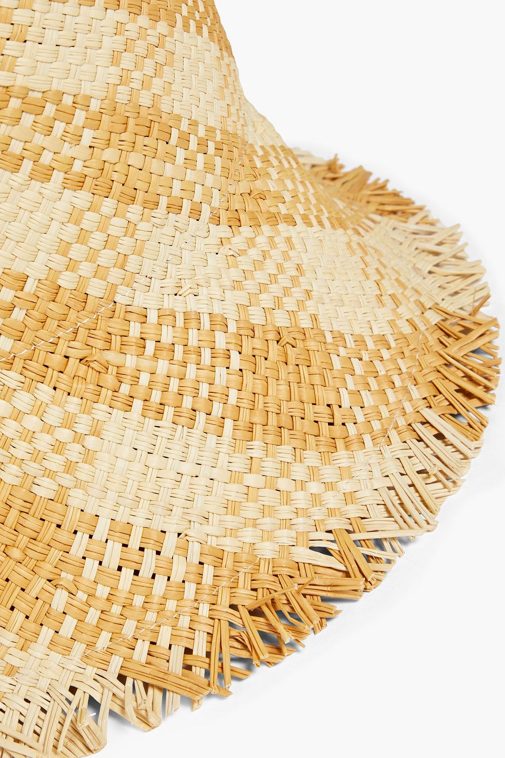 EUGENIA KIM Ramona frayed checked straw bucket hat
