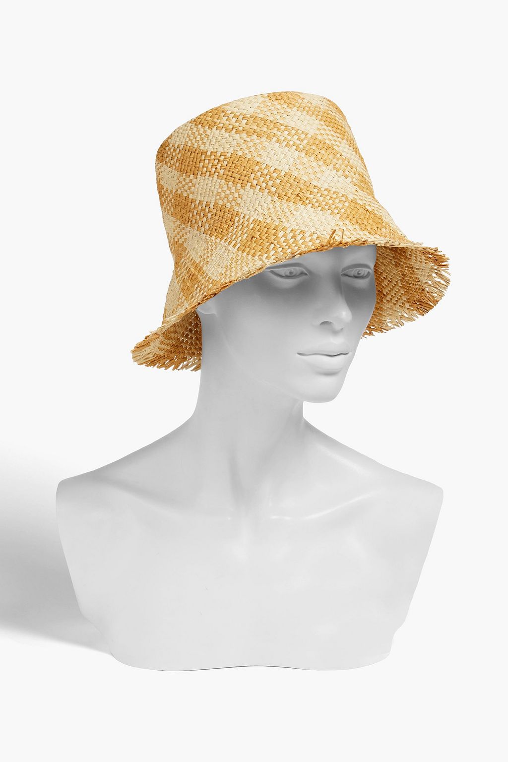 EUGENIA KIM Ramona frayed checked straw bucket hat