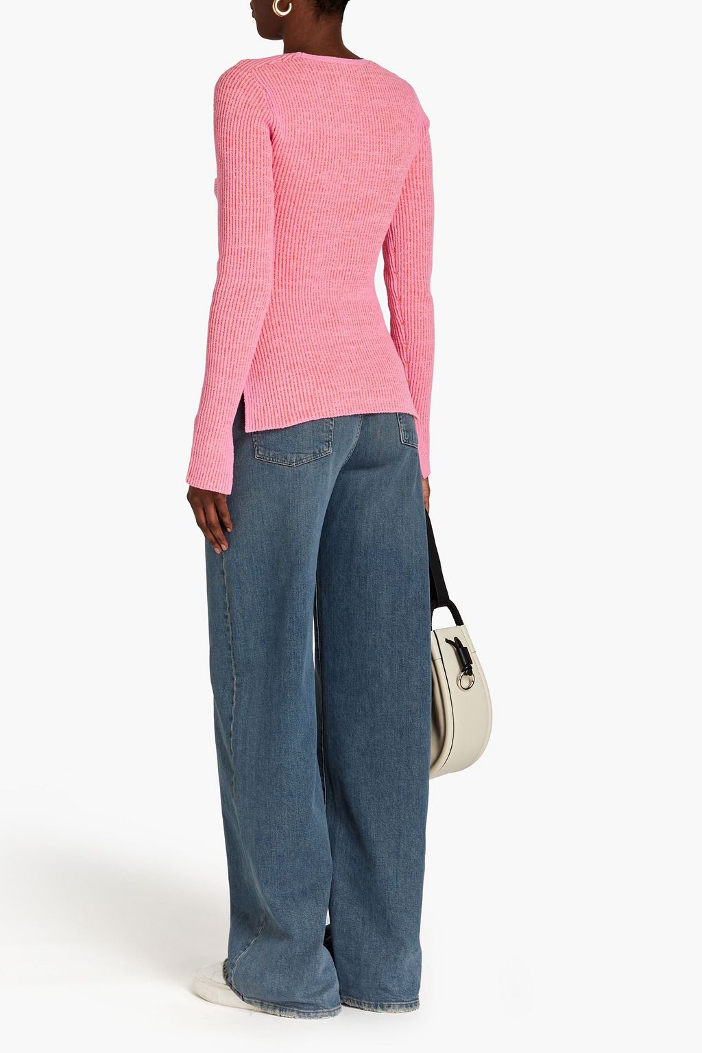 3.1 PHILLIP LIM كنزة من مزيج القطن بتصميم مضلع مزينة بفتحات