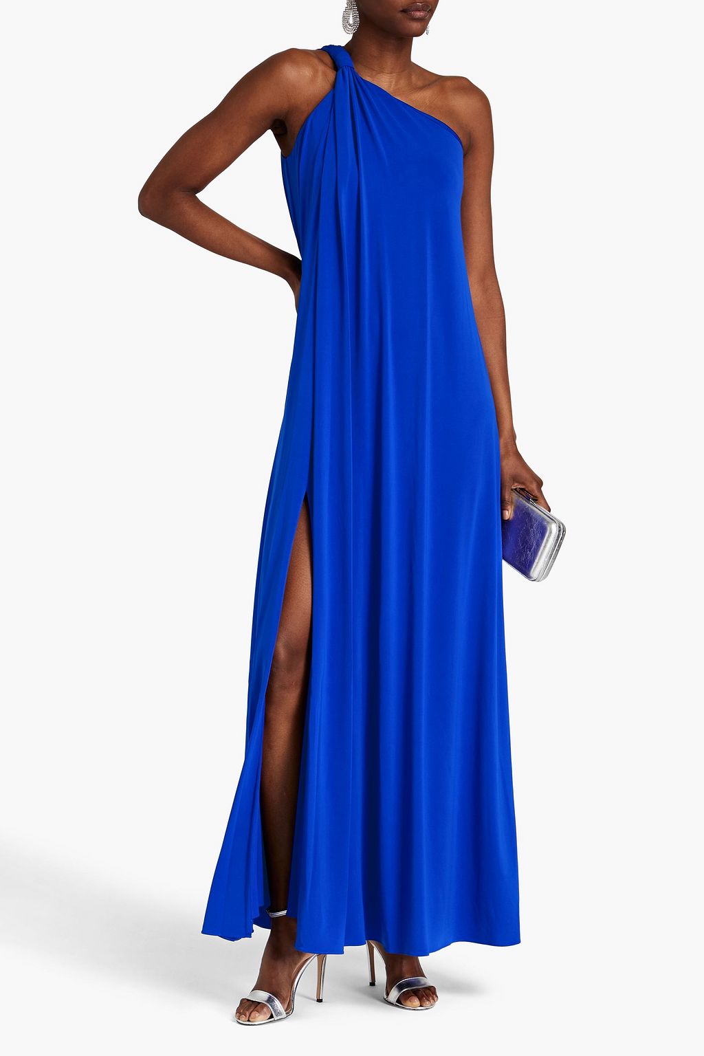 HALSTON Andra one-shoulder twisted satin-jersey gown | THE OUTNET