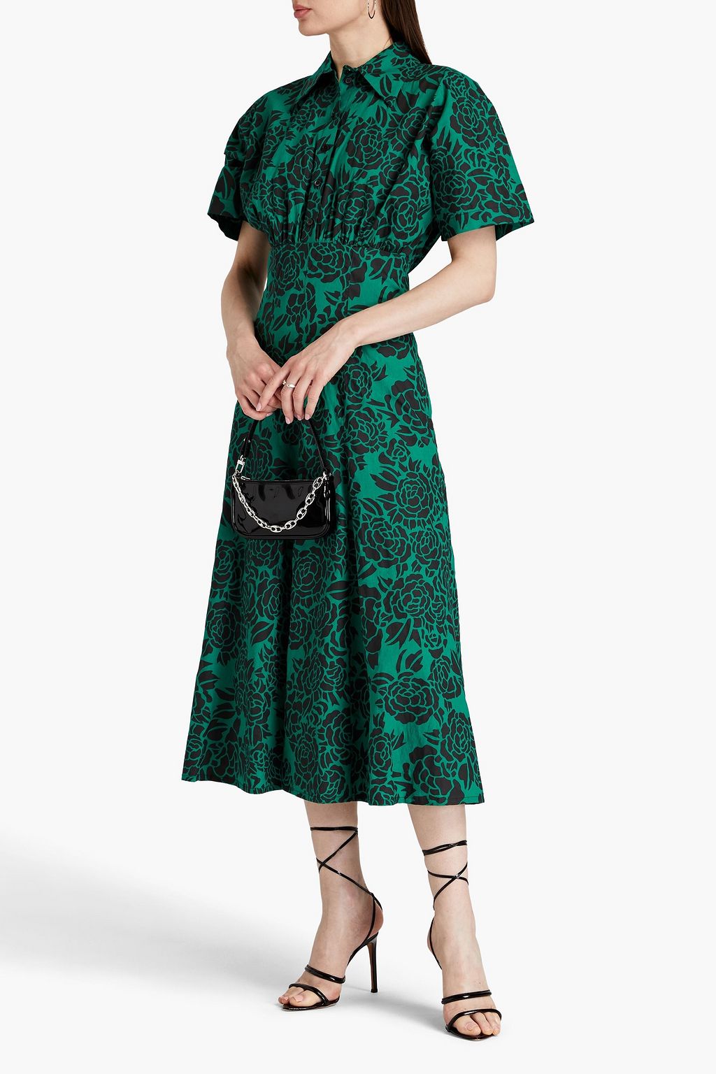 PHILOSOPHY DI LORENZO SERAFINI Hemdkleid in Midilänge aus Baumwollpopeline mit floralem Print