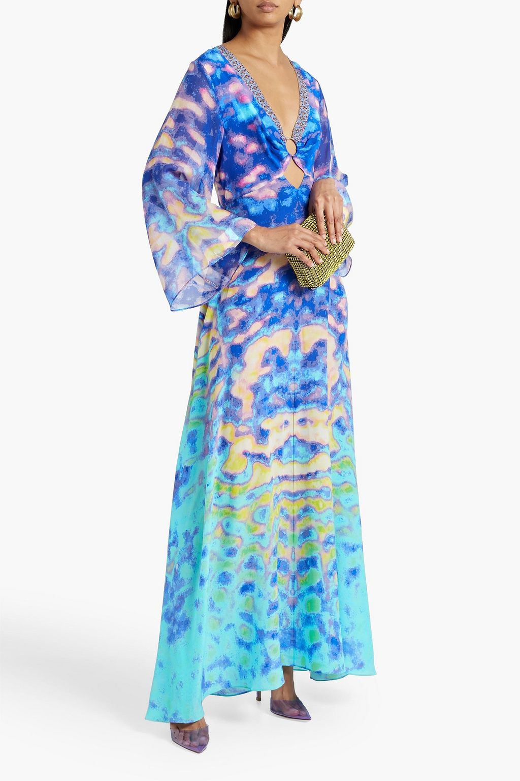 CAMILLA Cutout embellished silk crepe de chine maxi dress
