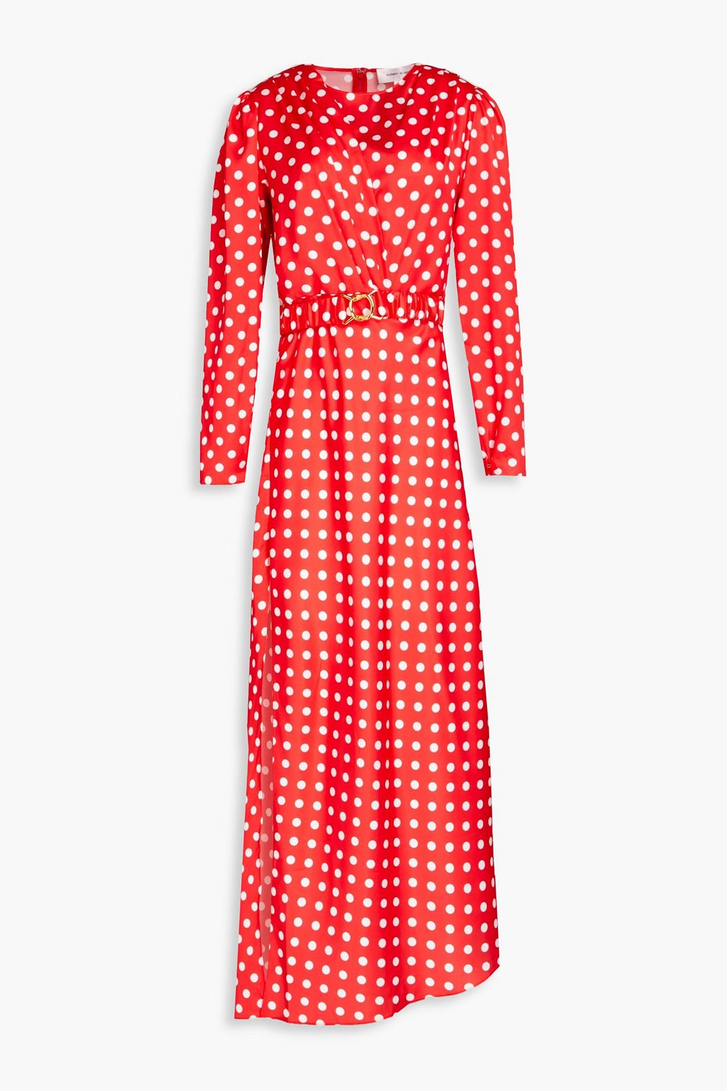 RONNY KOBO Carmen belted polka-dot satin maxi dress | THE OUTNET