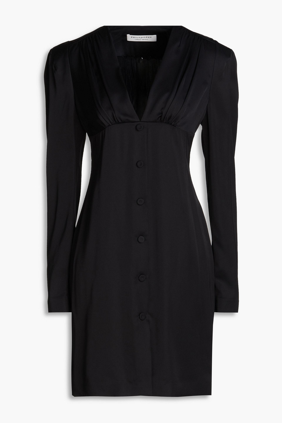 Gathered satin mini dress