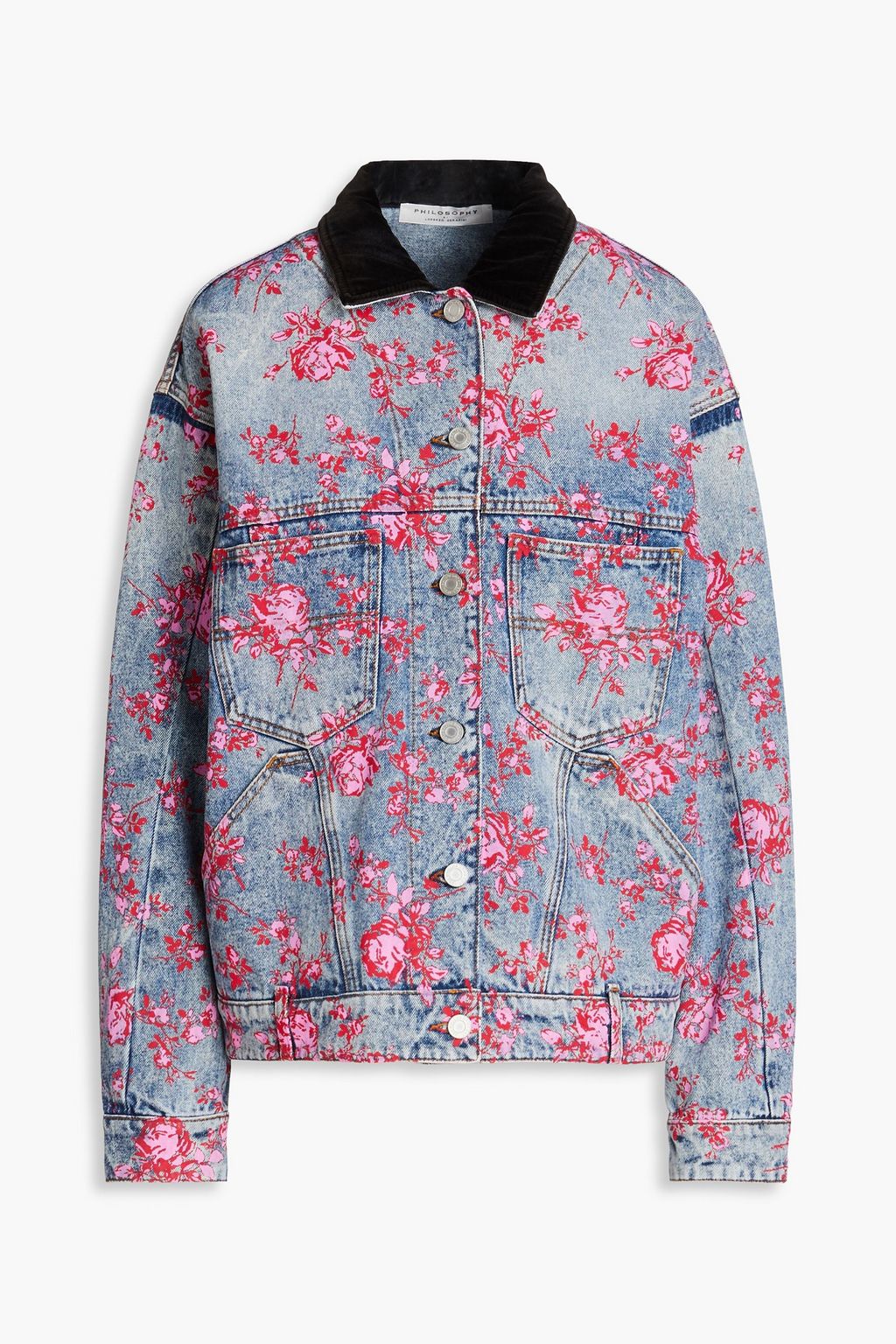 Philosophy di Lorenzo Serafini - Floral-Print Denim Jacket Blue - It 46