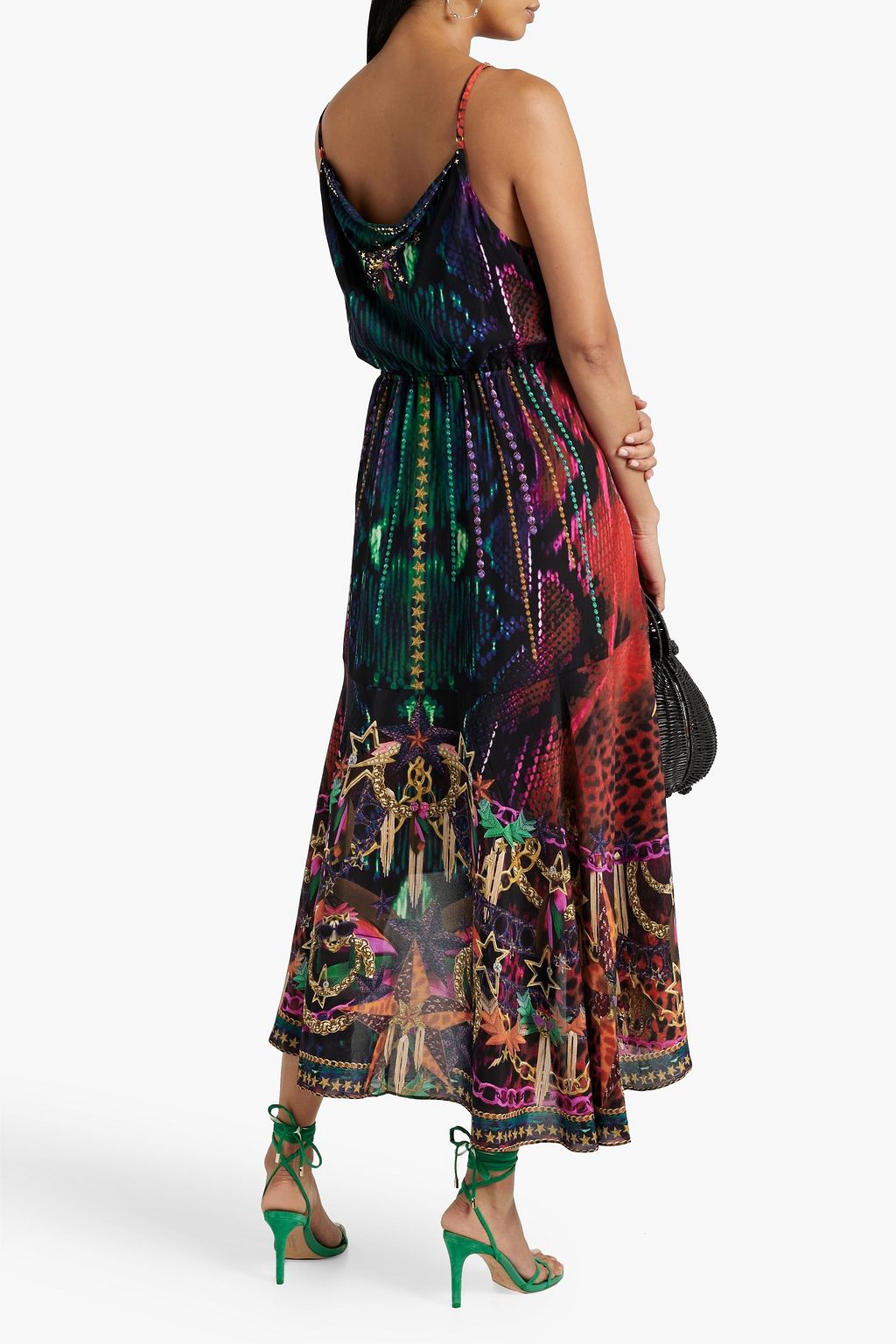 CAMILLA Asymmetric printed silk-chiffon midi wrap dress