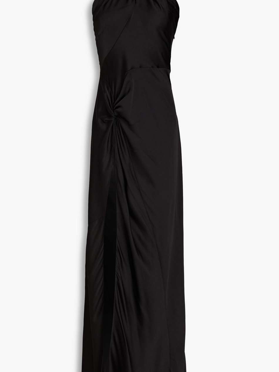 samra cutout knotted satin maxi dress