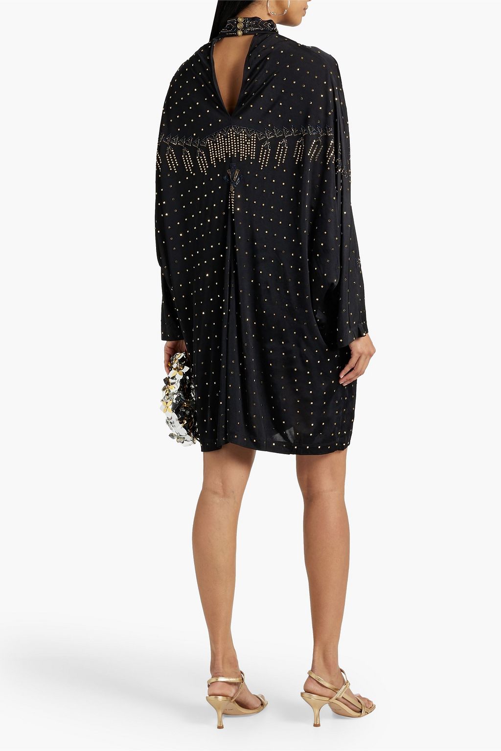 CAMILLA Embellished cutout satin mini dress