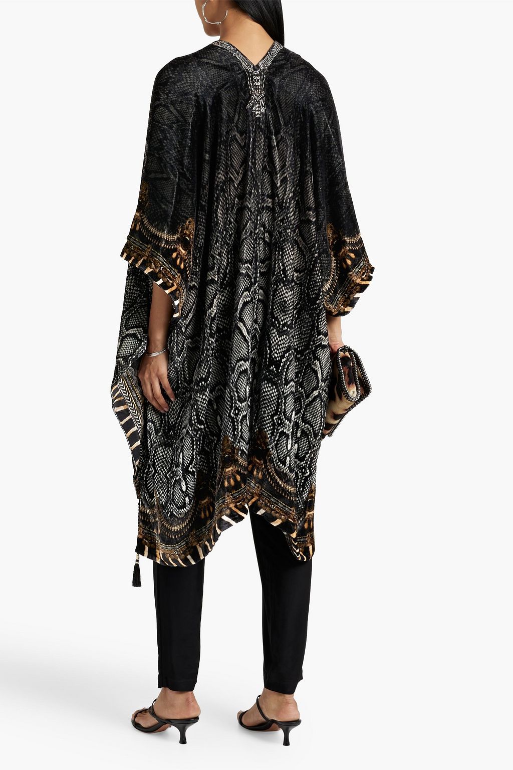 CAMILLA Crystal-embellished velvet kimono