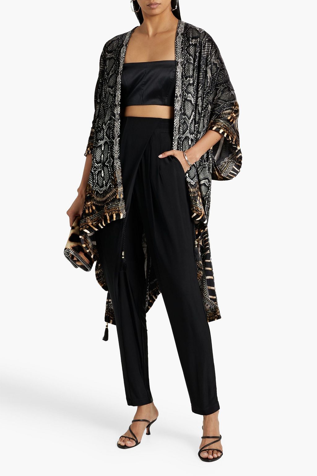 CAMILLA Crystal-embellished velvet kimono