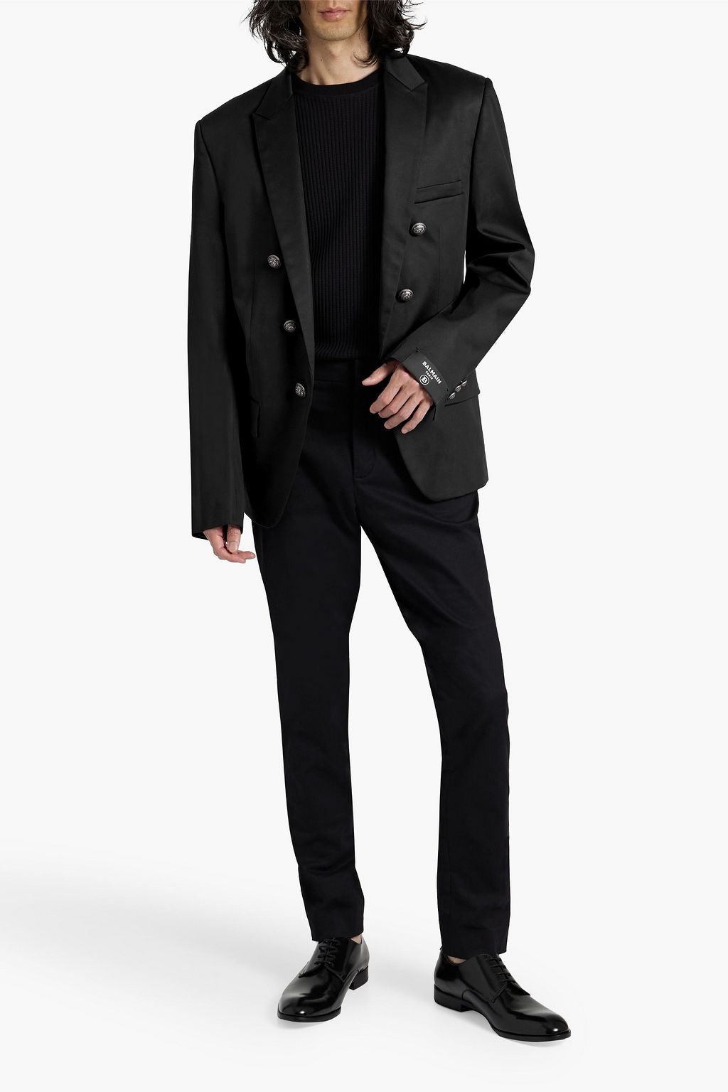 BALMAIN Button-embellished cotton-blend twill blazer