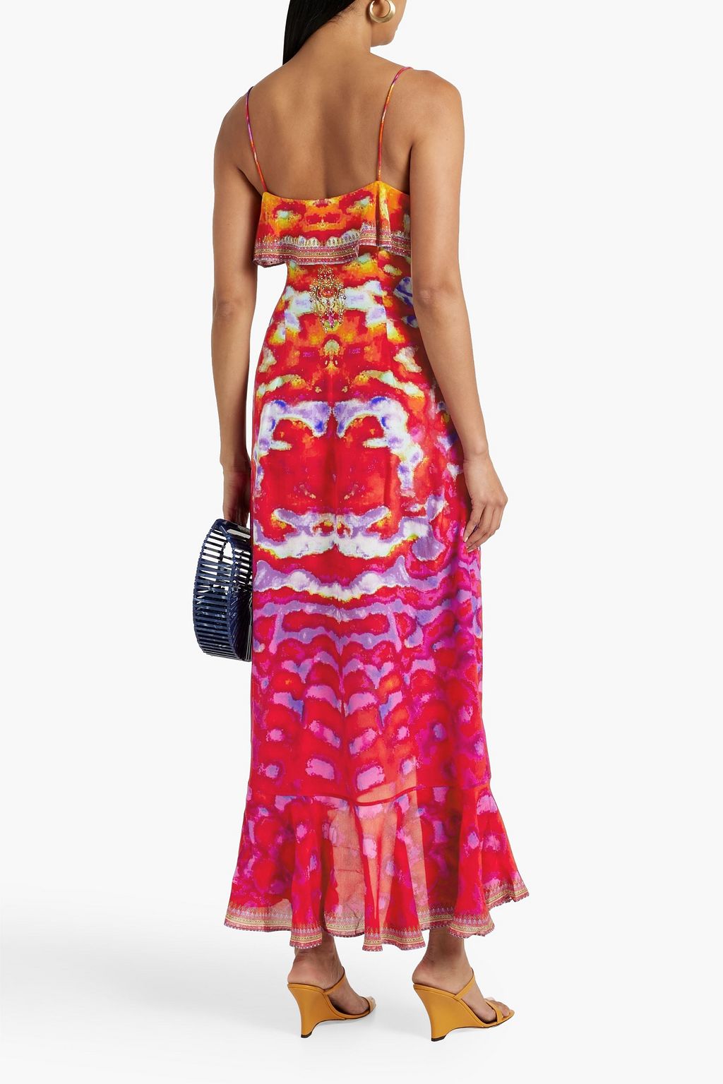 CAMILLA Embellished printed silk crepe de chine maxi wrap dress