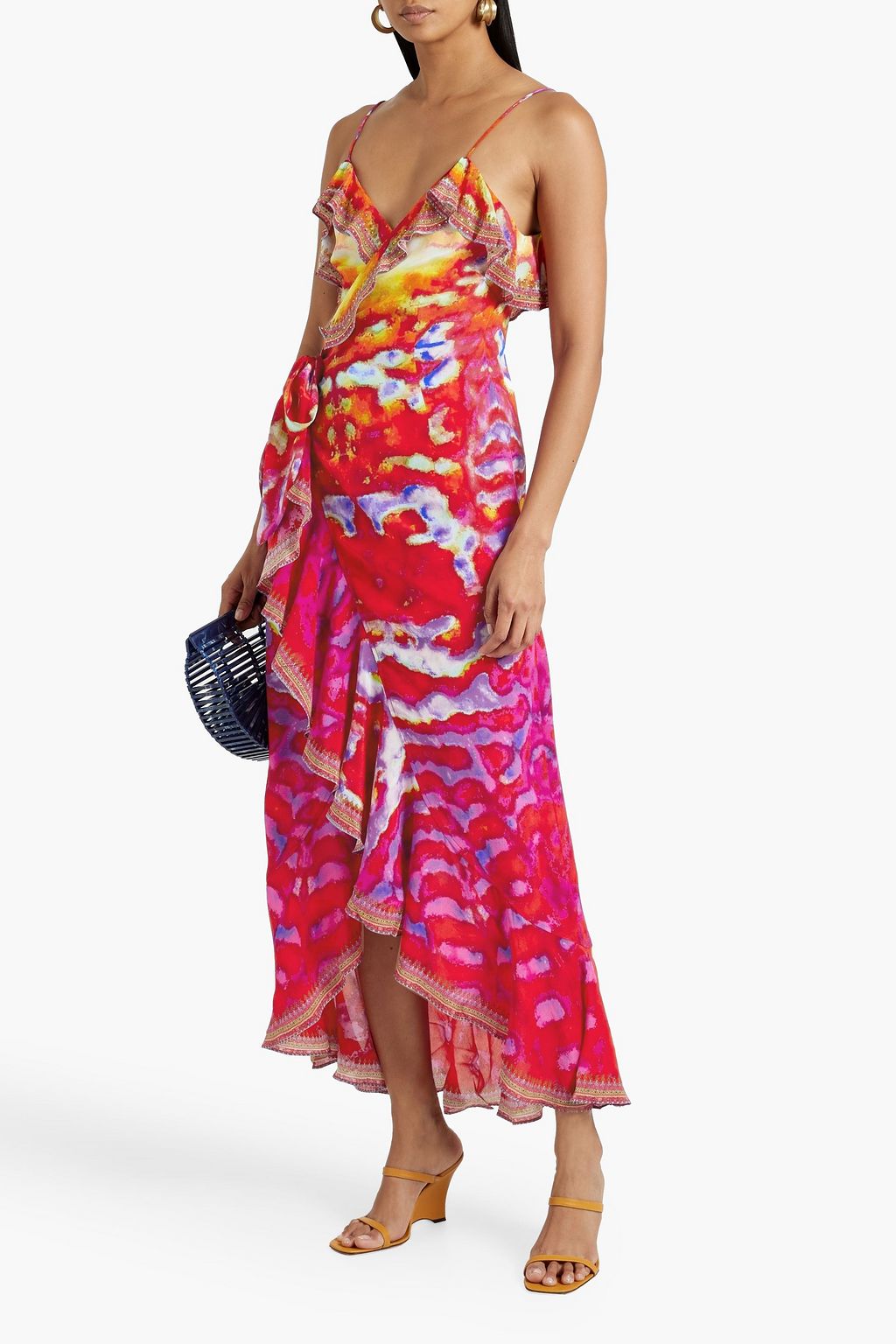 CAMILLA Embellished printed silk crepe de chine maxi wrap dress