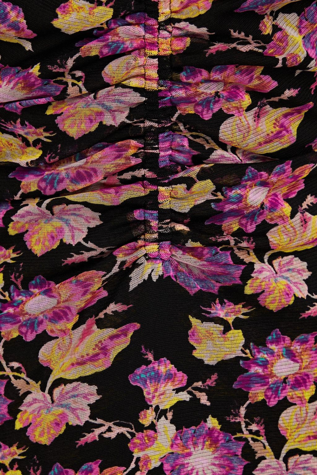 DIANE VON FURSTENBERG Koren ruched floral-print stretch-mesh midi dress