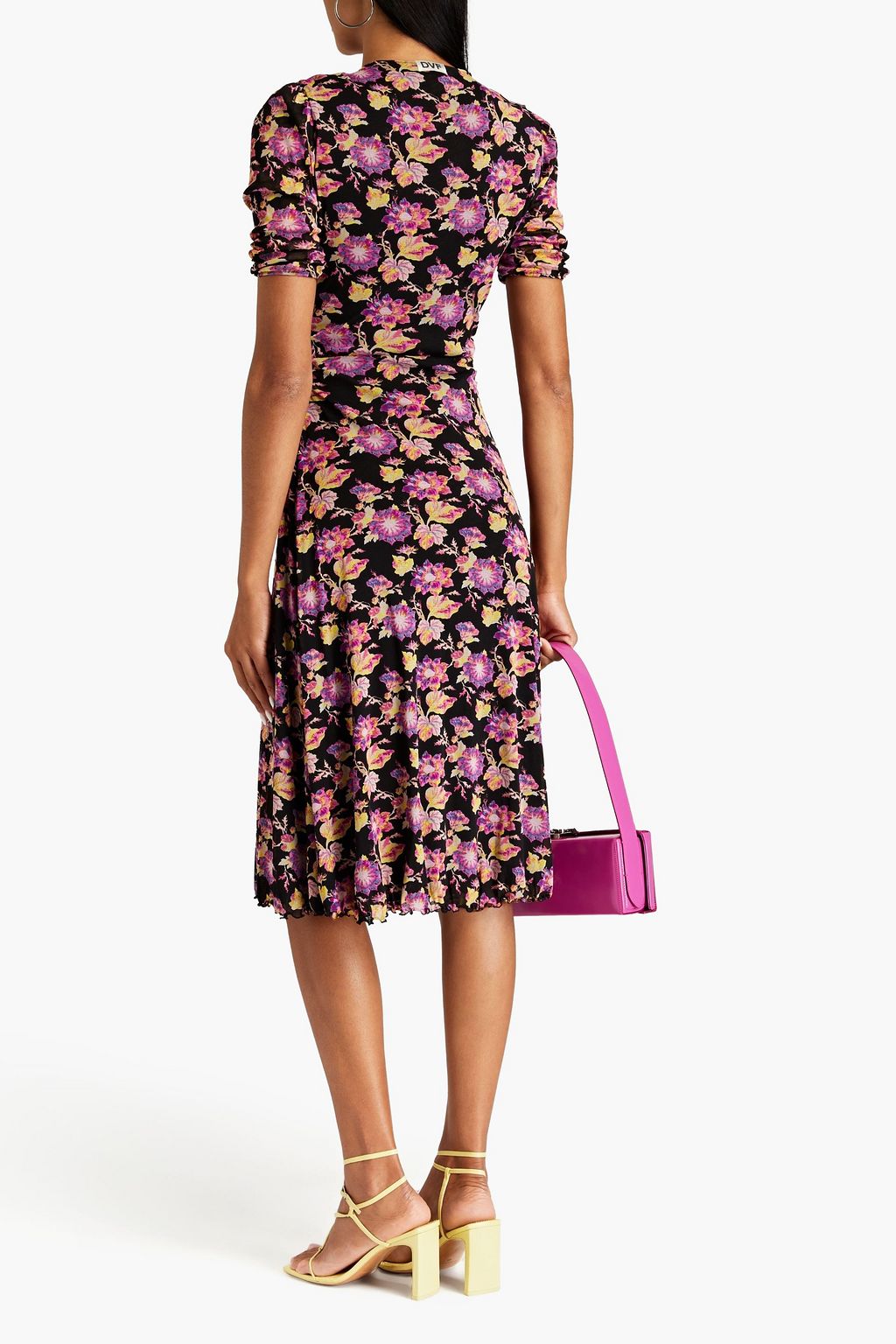 DIANE VON FURSTENBERG Koren ruched floral-print stretch-mesh midi dress
