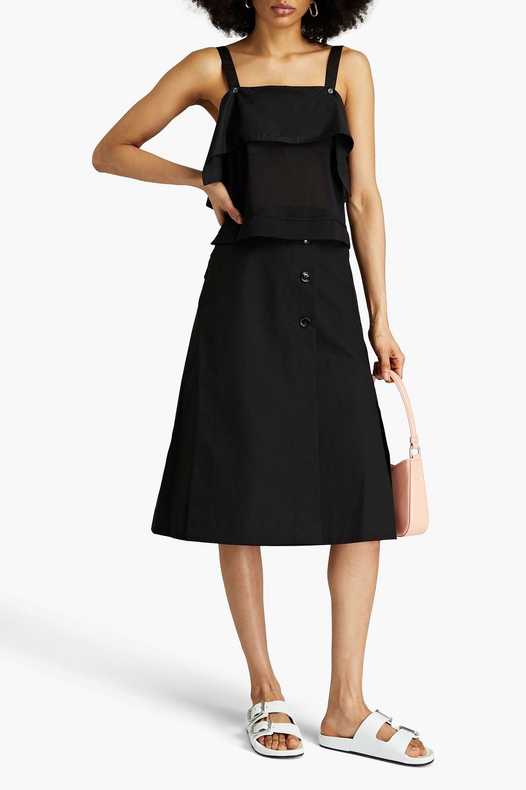 3.1 PHILLIP LIM Layered draped voile poplin top