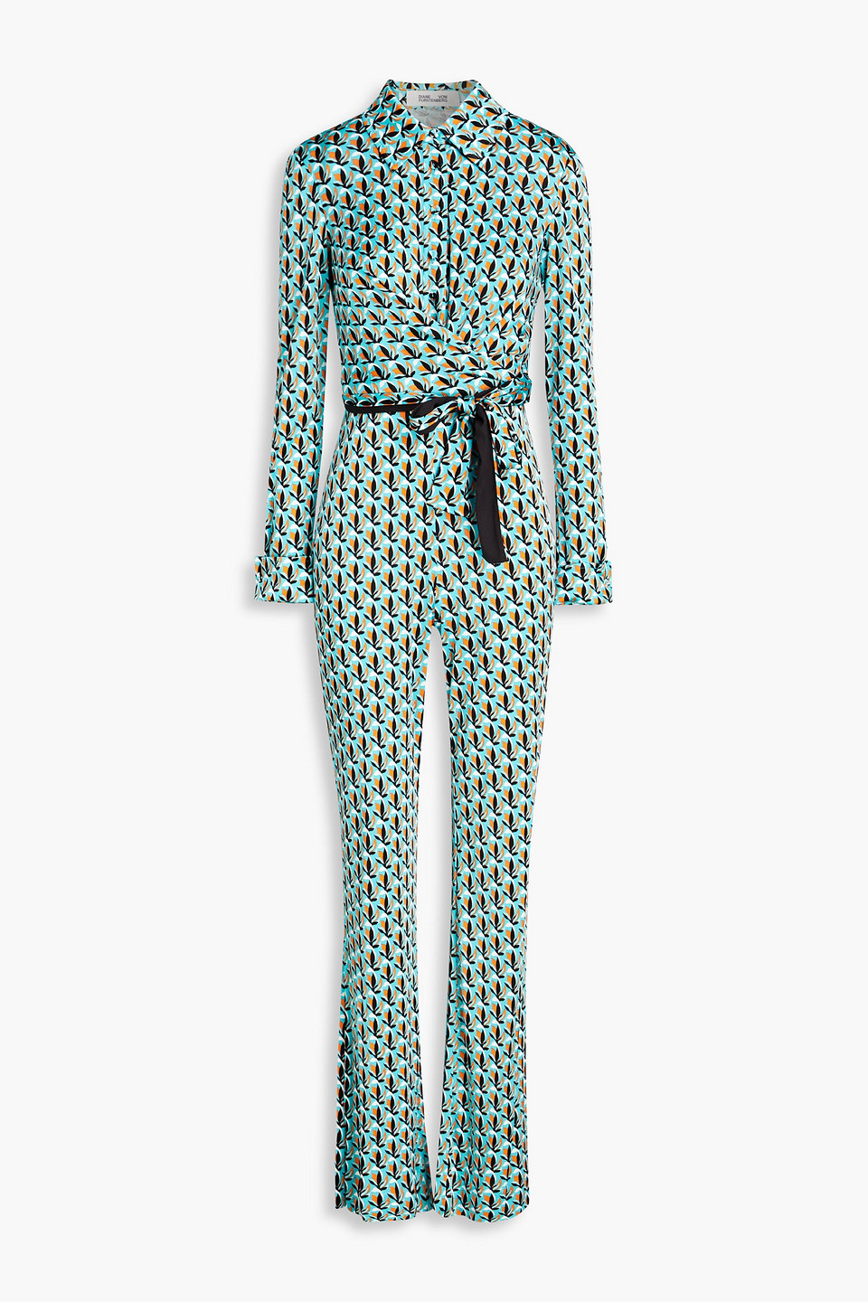 Diane Von Furstenberg Michele Printed Jersey Wide-leg Jumpsuit In Sky Blue