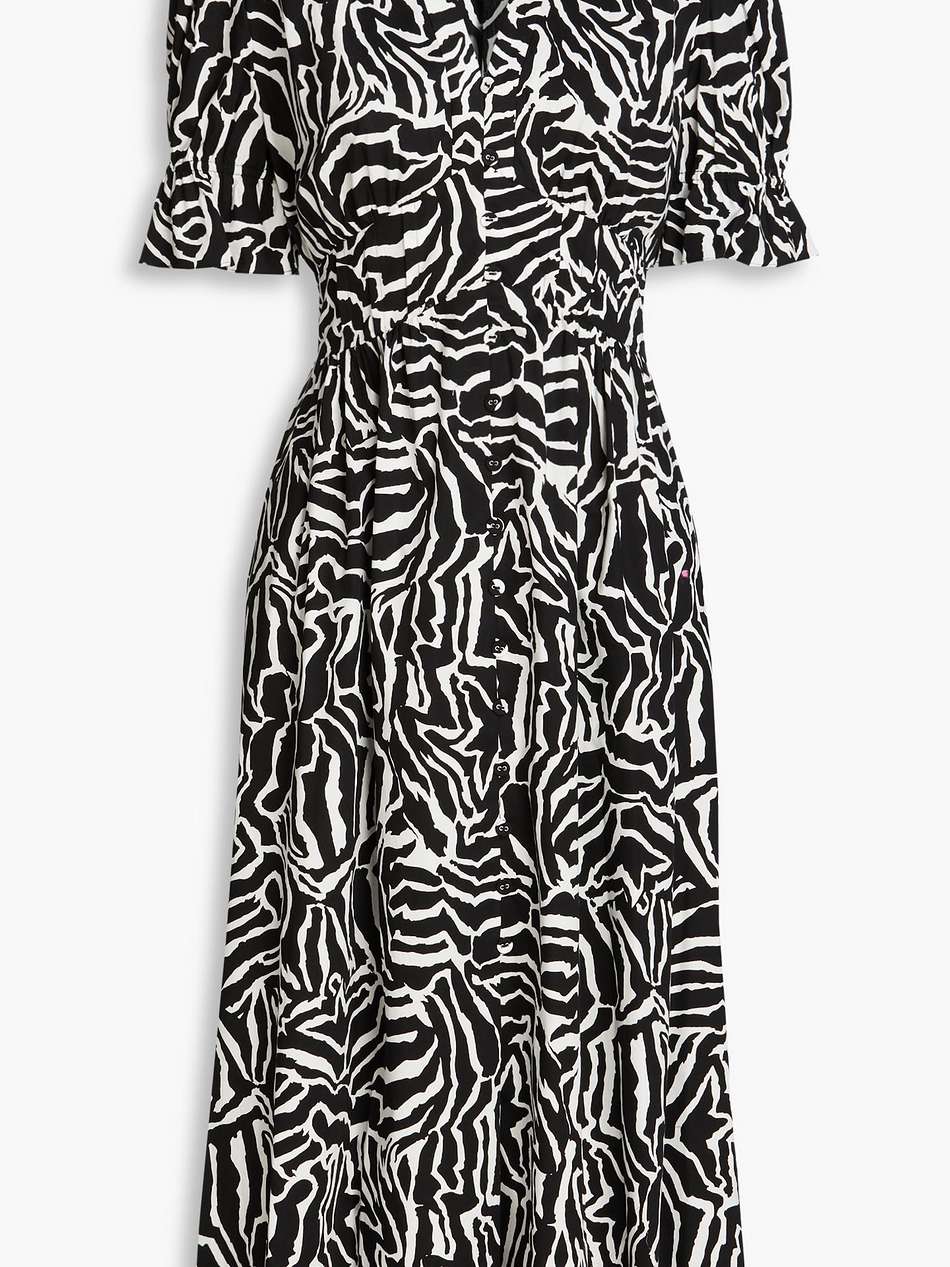 erica zebra-print cotton-blend poplin midi dress