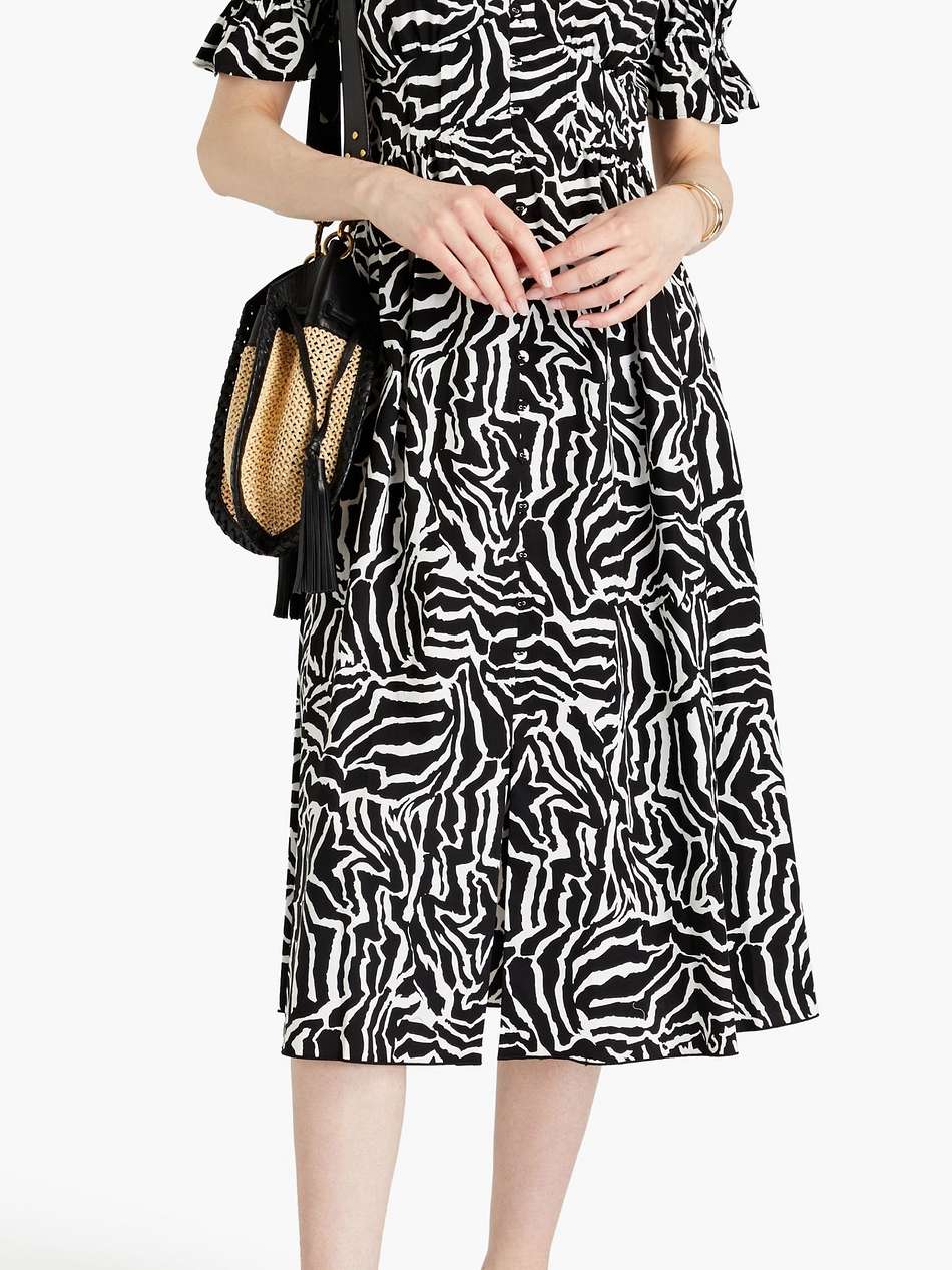 erica zebra-print cotton-blend poplin midi dress