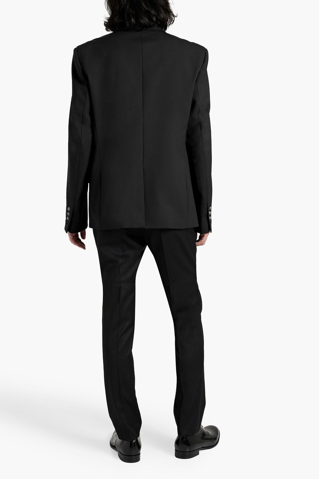 BALMAIN Double-breasted satin-trimmed twill blazer