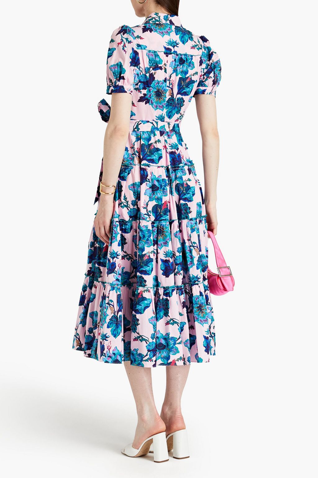 DIANE VON FURSTENBERG Queena gestuftes Hemdkleid aus Popeline aus einer Baumwollmischung in Midilänge mit floralem Print