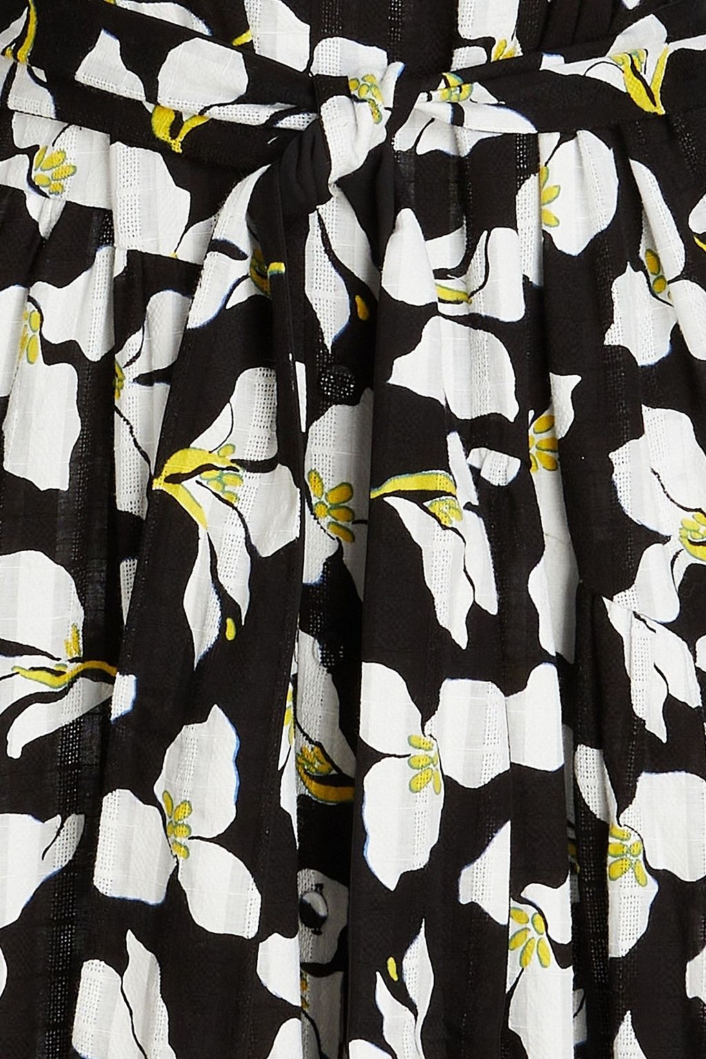 DIANE VON FURSTENBERG فستان متوسط الطول «لونا» بأسلوب القميص من قطن جاكار مزين بطبعة الأزهار