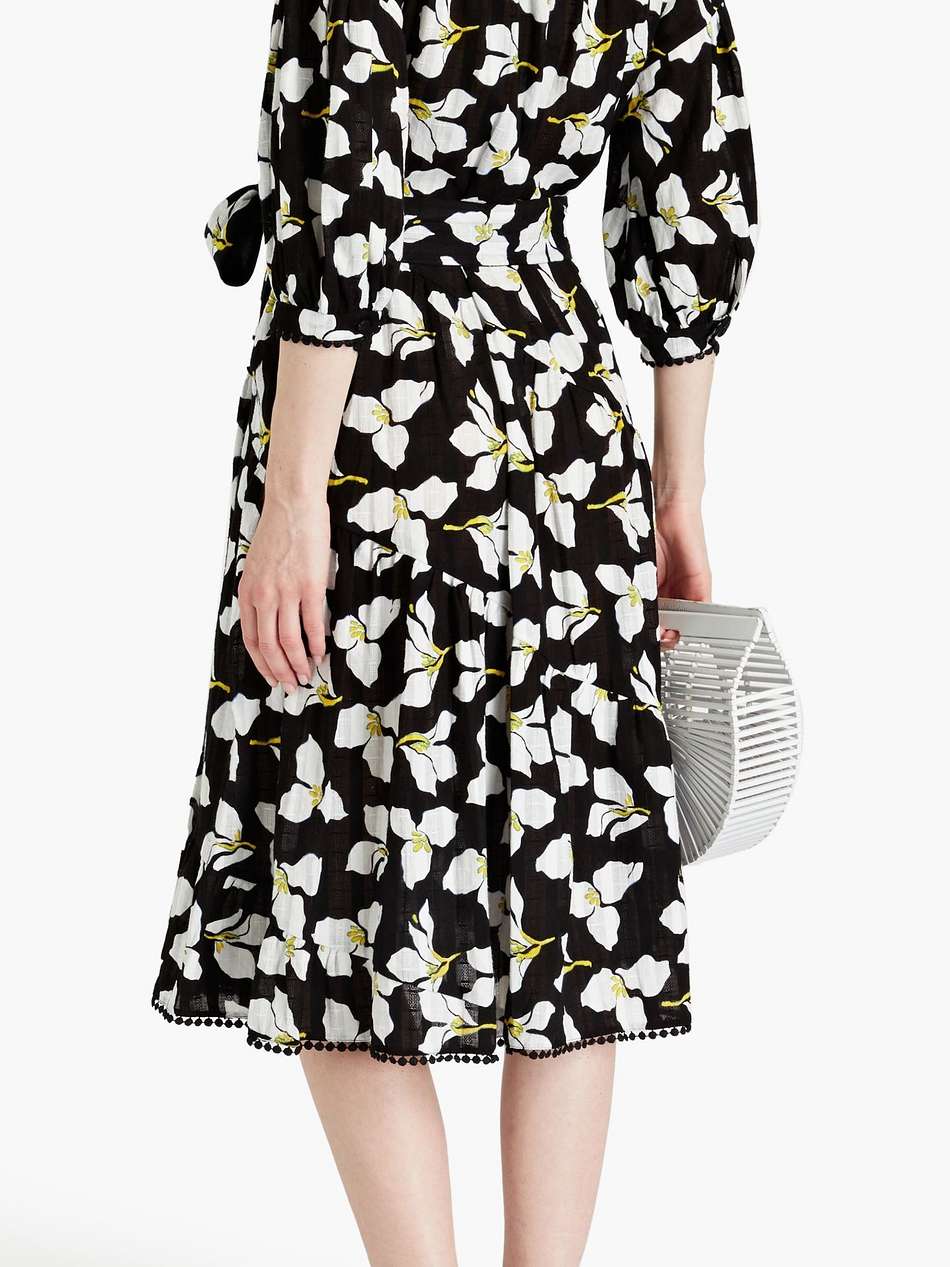 luna floral-print cotton-jacquard midi shirt dress
