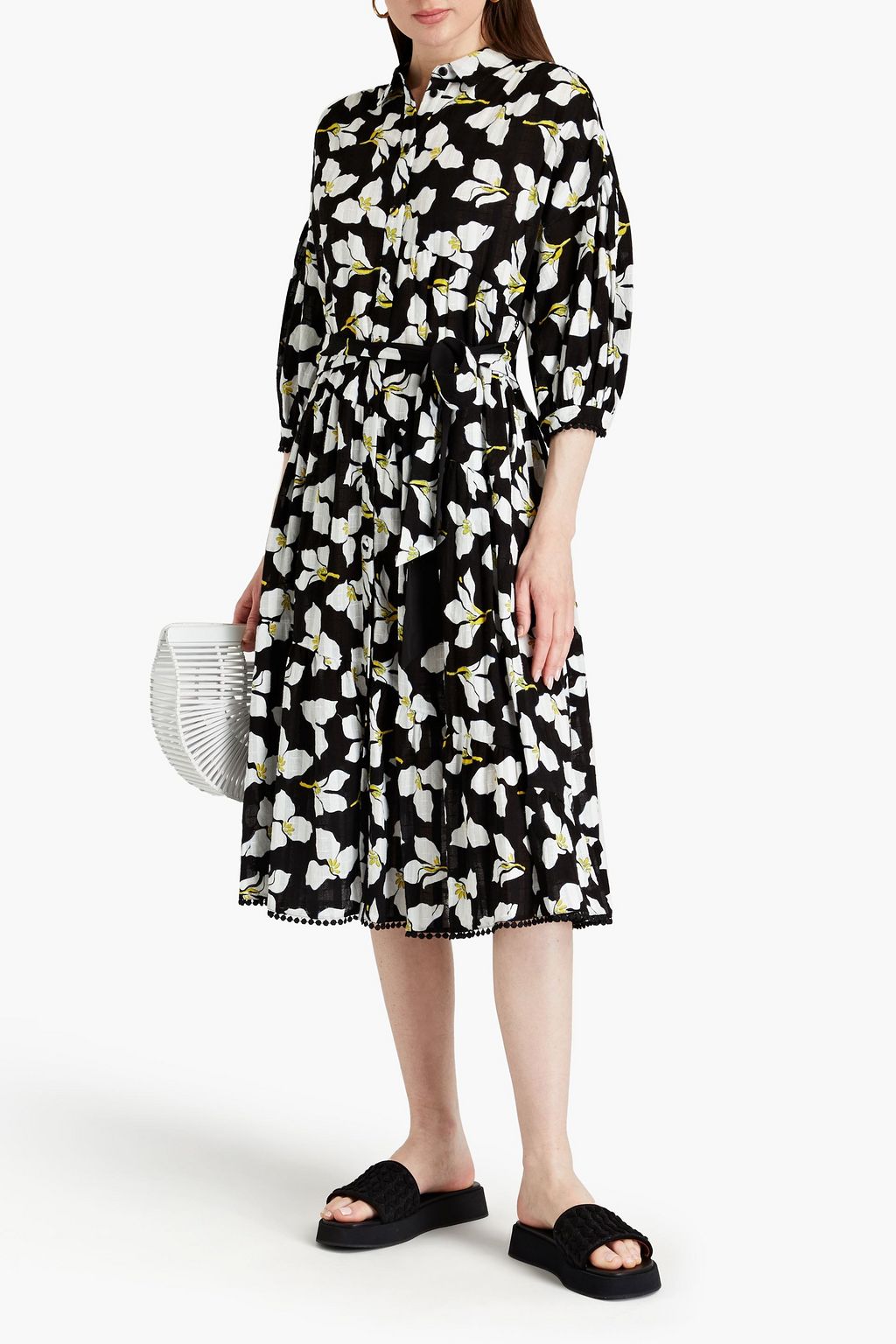 DIANE VON FURSTENBERG Luna floral-print cotton-jacquard midi shirt ...