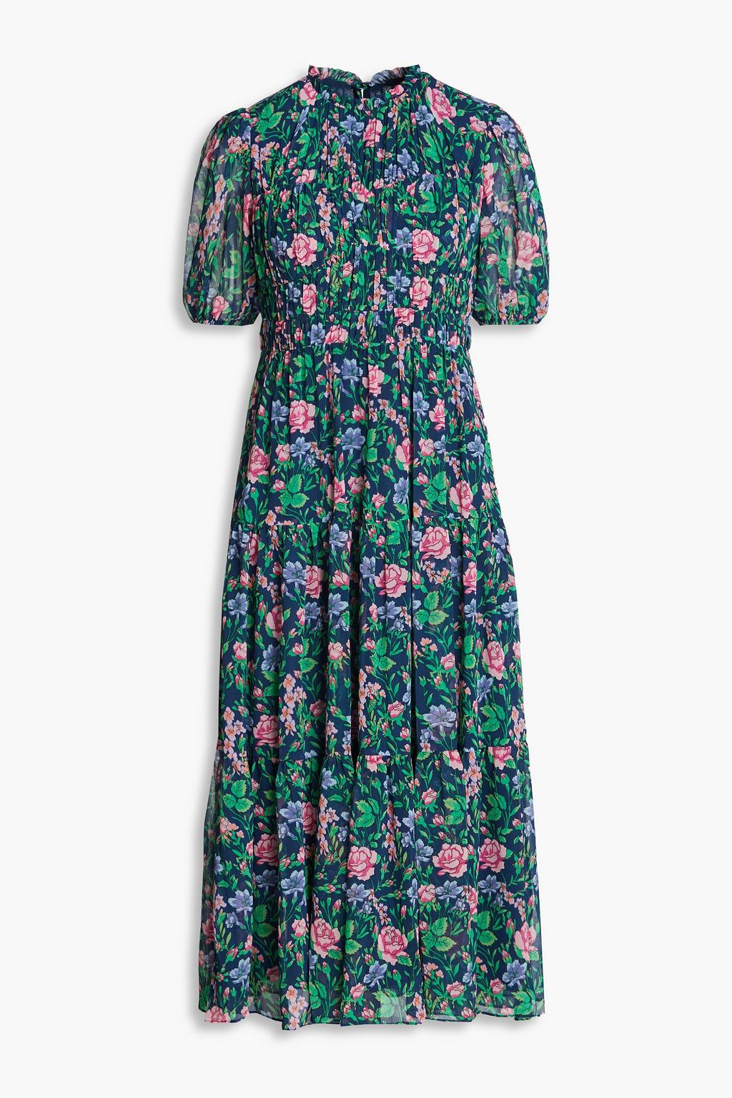 DIANE VON FURSTENBERG Blossom gathered floral-print chiffon midi dress ...