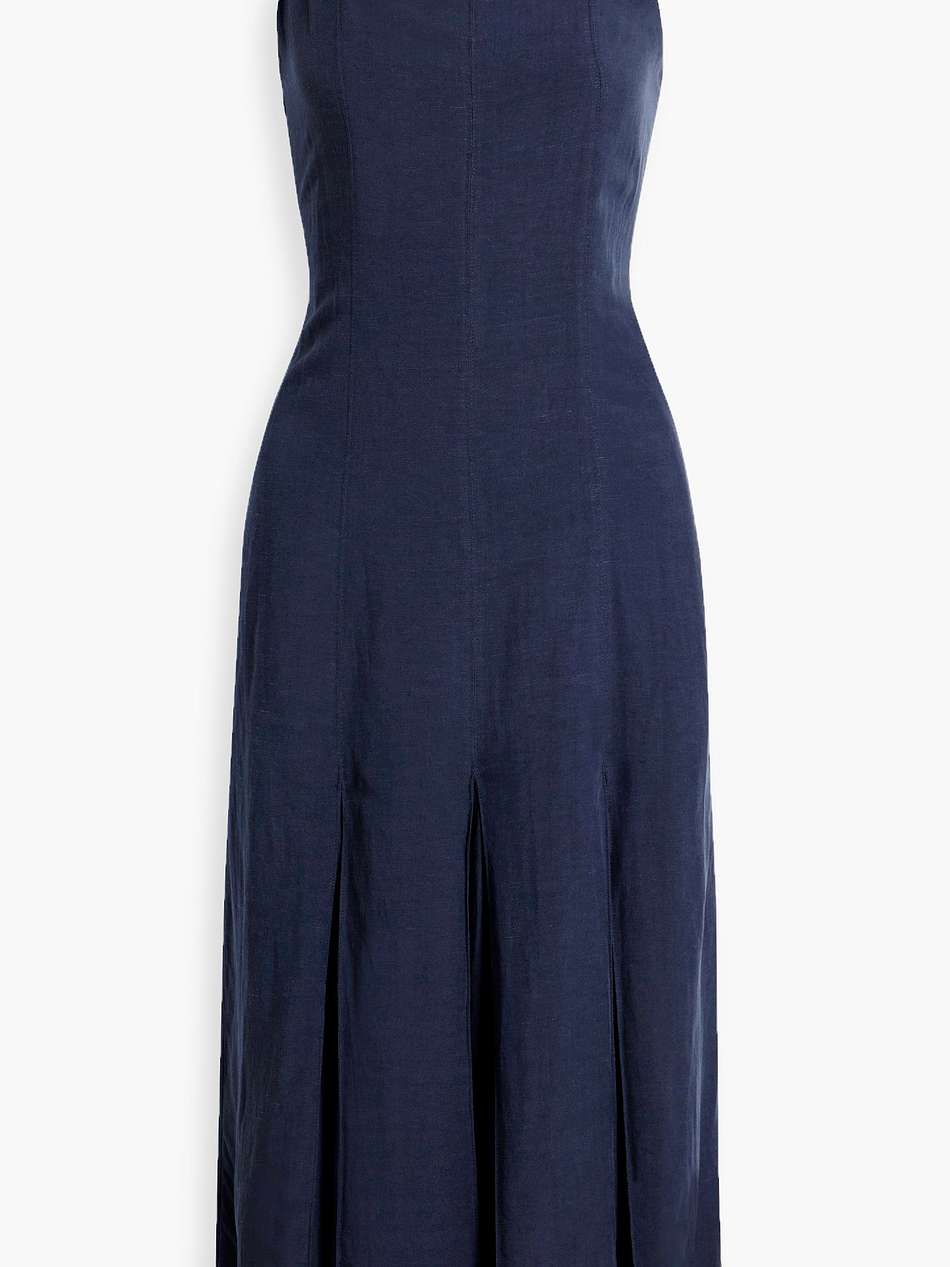 dalia pleated woven midi dress