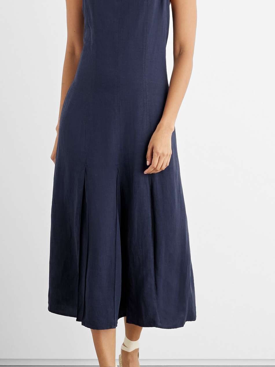 dalia pleated woven midi dress