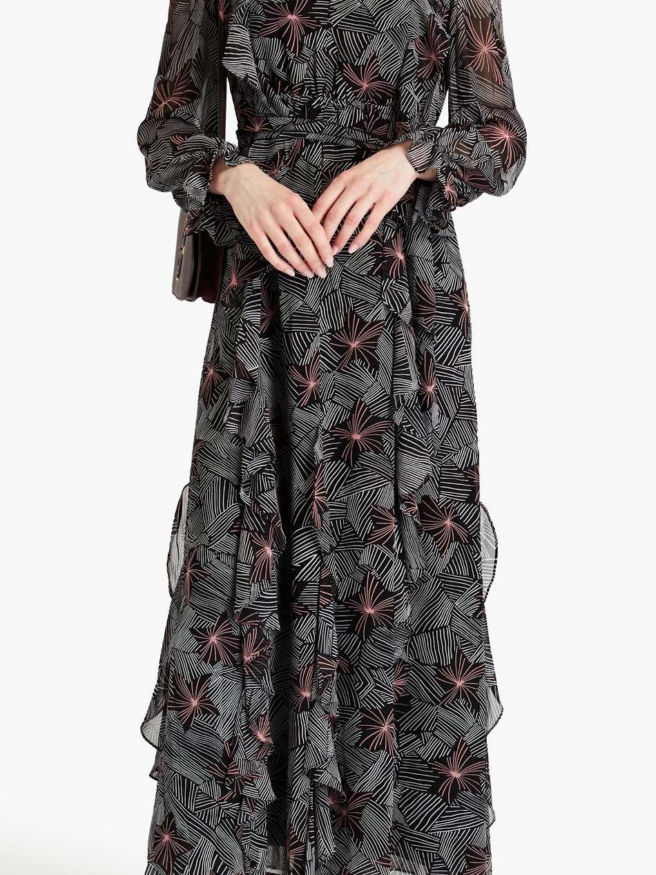 gilligan ruffled printed chiffon maxi dress